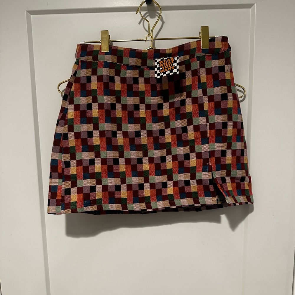Dressed in LALA Colorful Checkered Mini Skirt